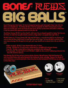 Bones® BIG BALLS™ REDS® Skateboard Bearings 8 pack - Pedal Driven Cycles
