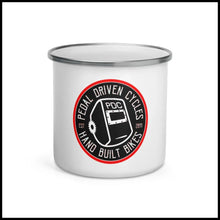 Load image into Gallery viewer, PDC Helmet Logo Enamel Mug - Pedal Driven Cycles