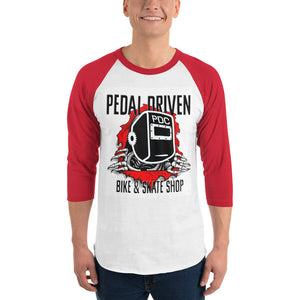 PDC Skull 3/4 sleeve raglan shirt - Pedal Driven Cycles